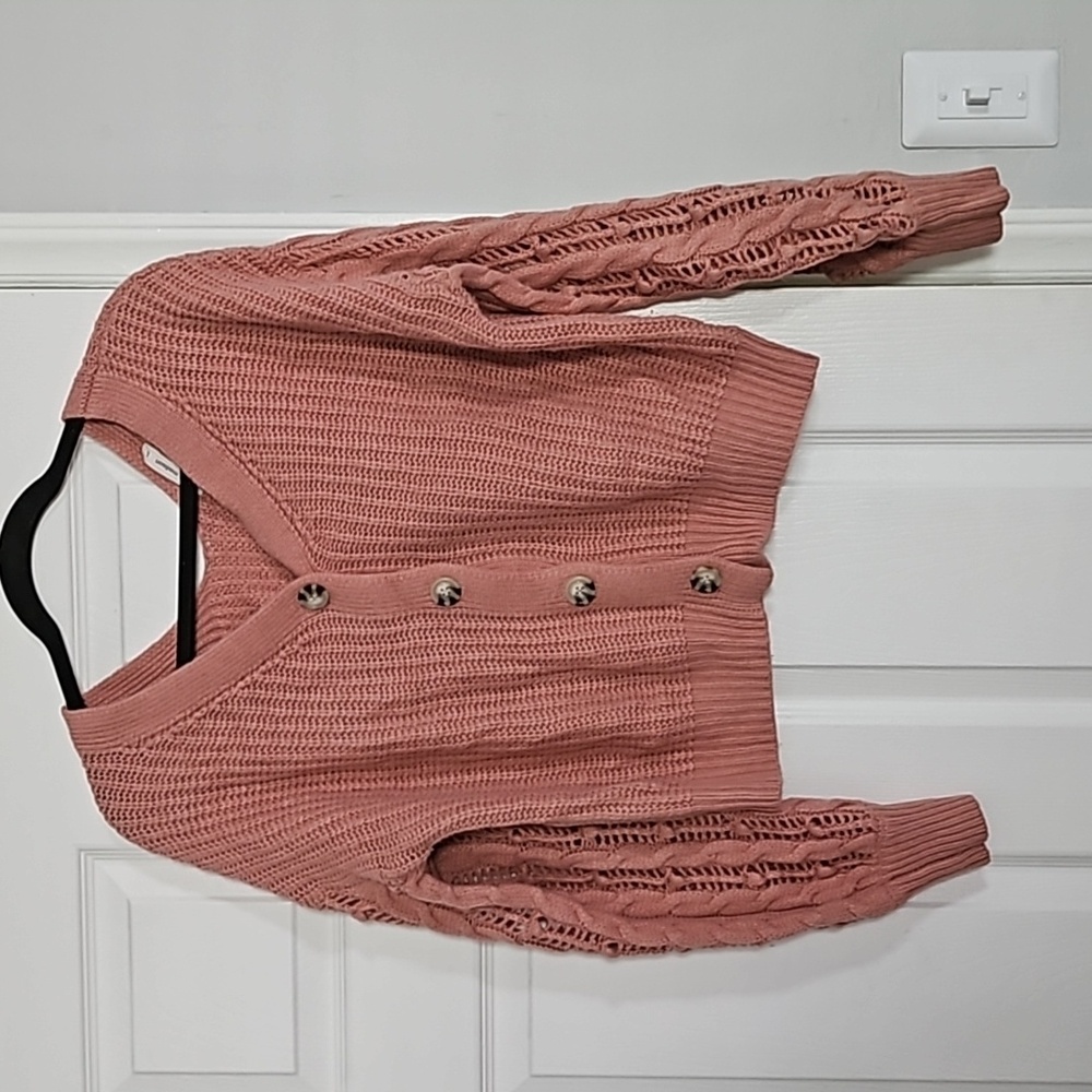 Dusty Pink Cropped Cardigan